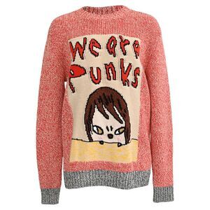 Stella McCartney x Yoshitomo Nara Intarsia Sweater In Red Organic Cotton